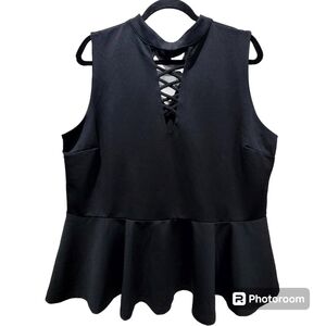 FTF Size 3 / XL or 16 Sleeveless Razor Front Peephole Back Peplum Contemporary